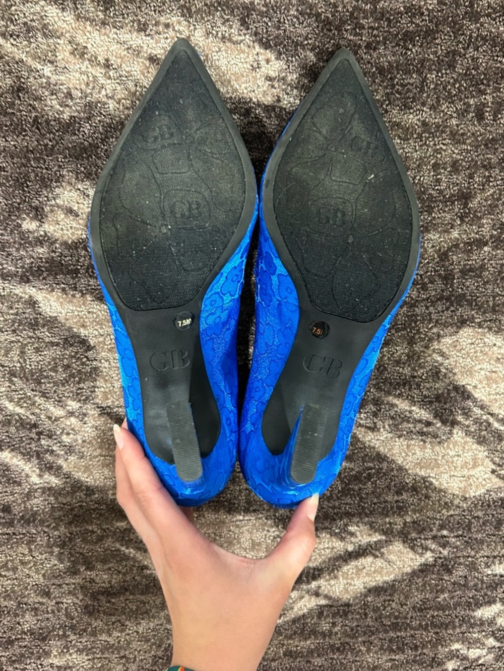 Gianni Bini Bright Blue Floral Pointed-Toe Heels Size 7.5 - Picture 7 of 9